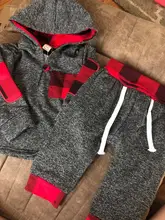Hoodie Gifts Long-Sleeve Plaid/dinosaur-Pants Baby-Boy Outfits Grey Soft-Spring 2pcs-Set