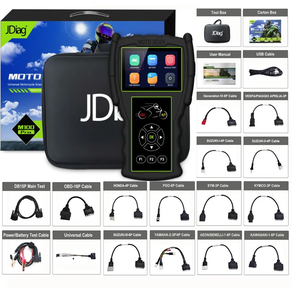 Newest JDiag M100 Pro Motorcycle Diagnostic Tool D87 D88 Function Scanner Simple Version Multi-Language For Brand Motorcycle