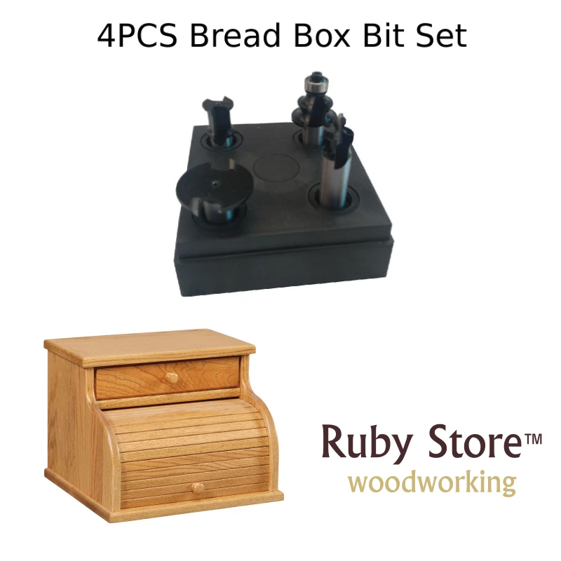 4pcs Bread Box Router Bit Set, Tambour Set, 1/2" Shank, For 1/2" Wood Thickness Power Tool
