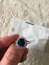 Anillo de princesa de circón azul transparente para mujer, joyería de compromiso para fiesta, adornos para joyas finas, chica y amiga Gif