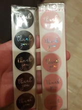 Pegatinas de agradecimiento láser para paquete de regalo, etiquetas de sellado rosa y negro, adhesivo redondo de papelería, 500 Uds.