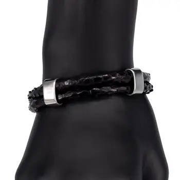 

Leather bracelet (genuine leather, magnetic lock, black) 55425