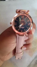 Reloj de pulsera informal de cuero para mujer, de cuarzo, con cielo estrellado, femenino