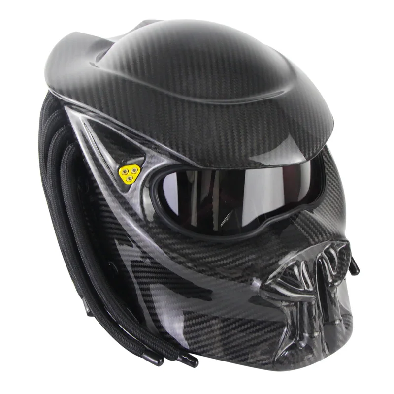 Casco de con personalidad, láser, Predator, retro, fangs, casco completo trenzado, fibra de vidrio, plástico reforzado, SM957 -