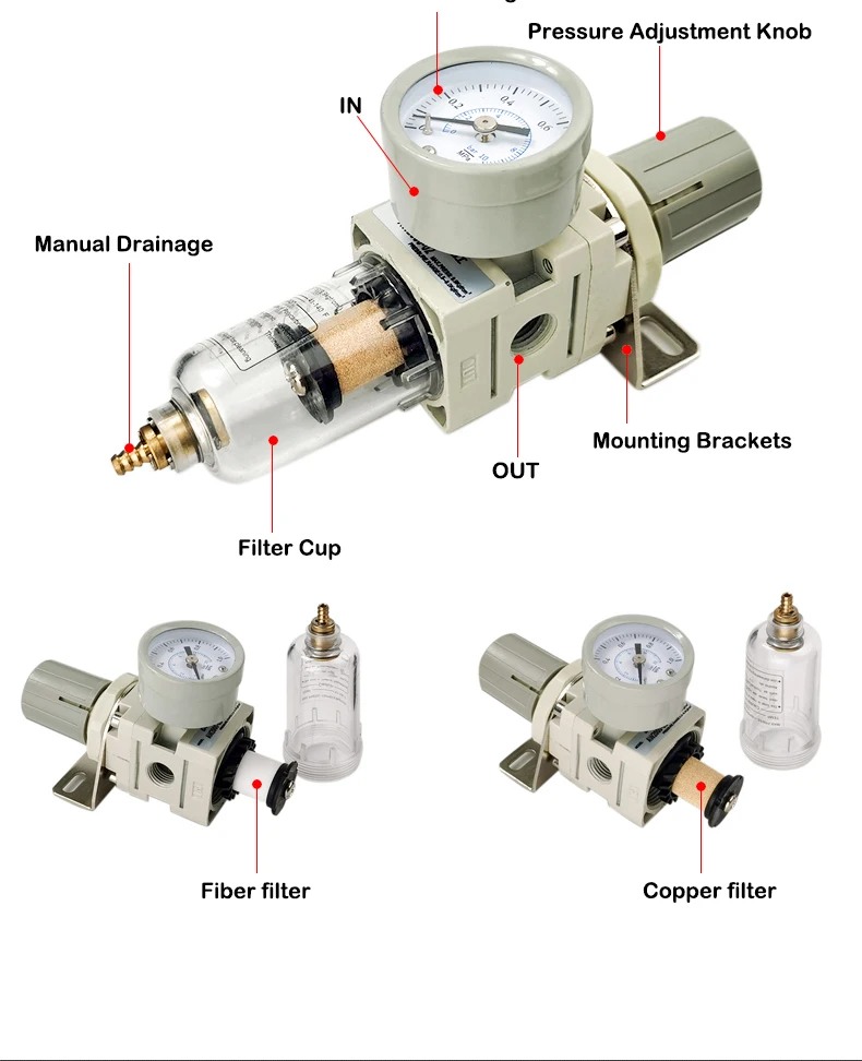 Air Tool Compressor com calibre, AW2000-02, 1 4 BSP Combo