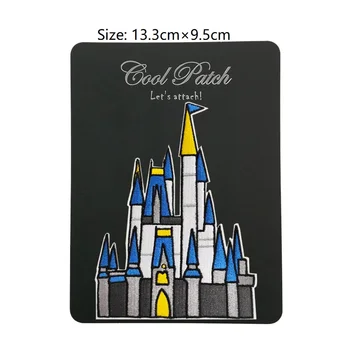 

5.25'' Large Blue Castle Princess Prince Palace for boys kids Iron On Patches Cartoon Applique Embroidered Costume Cosplay