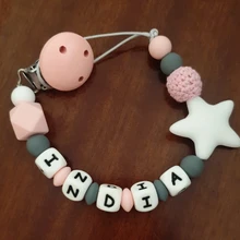 Clip de chupete de silicona para bebé, cadena de chupete colorida con nombre personalizado para bebé, chupete para la dentición, Clips para chupetes
