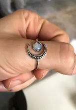 Anillo ajustable abierto de piedra lunar para mujer, de Color plata sortija de compromiso, Circonia cúbica, zirconia, circonita, zirconita, Estilo Vintage