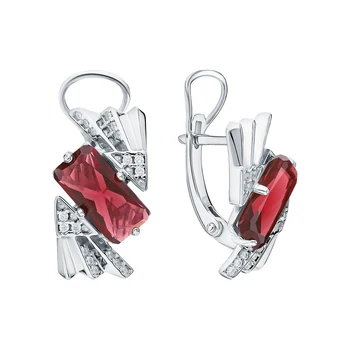 

Silver earrings with nanocrystal, cubic zirconia and Garnet sunlight sample 925