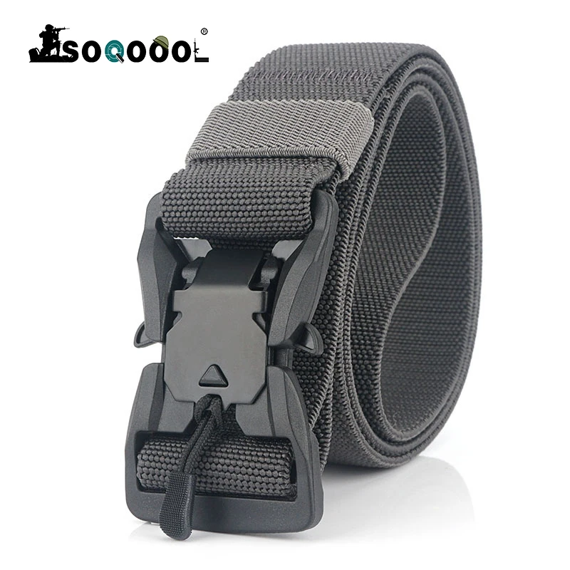 

Soqoool Magnetic Head Tactical Belt Men Multicam Nylon Heavy Duty Strap Security Canvas Belt Army Airsoft Quick Release Gear