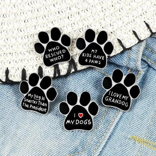 Kiddie’s Animal Lovers Badges Jewelry Black Dog Cat Paw Brooch Cute Puppy Kitten Claw Pin Denim Jacket Shirt Bags Birthday Gift |