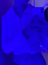 BOOFEENAA-suéter de punto con cremallera para mujer, Rebeca Sexy ajustada de piel sintética con cuello hacia abajo, Top corto de manga larga, chaqueta C94-CC25