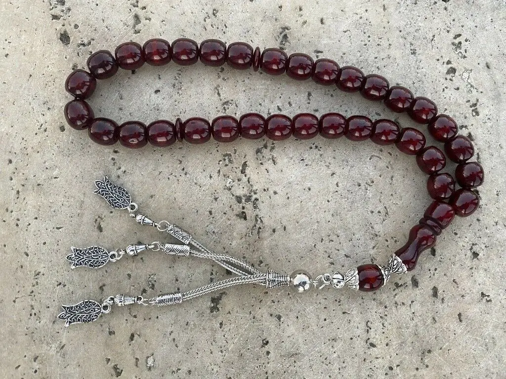 

Tasbih Ottoman Faturan German Cherry Amber Sandalous Misbaha Rosary Free Shipping #19