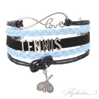 

Rhodium bracelet and Leather TENIS1 Blue Collection Alcala
