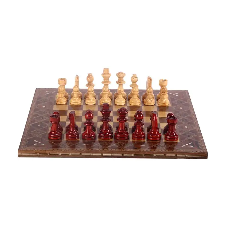 Boxwood Staunton Chess Set for handmade Pieces and Natural Solid Wooden Chessboard with Original Pearl Around Board King 9cm | Спорт и