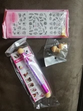 Cepillo de doble cabeza para uñas, mango de purpurina para espejo, esponja lavable para arte de uñas, pintura de puntos en polvo, equipo de manicura GL945, 1 Uds.