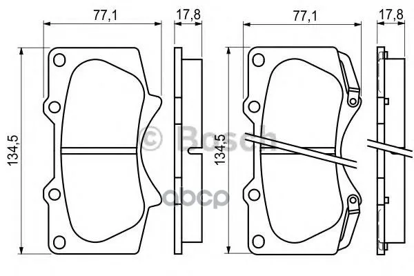 Колодки Тормозные Дисковые Передн Toyota: Hilux Вездеход Закрытый 00-05, Land Cruiser 02- Bosch арт. 0986494153