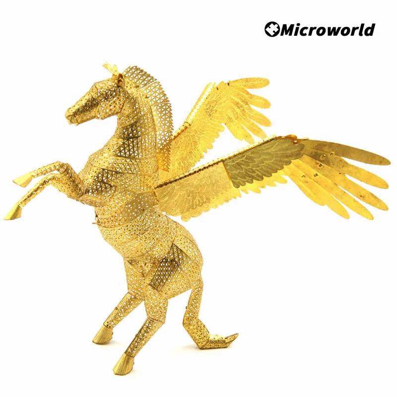 Microworld 3D Metal Fly Horse Models Puzzle Pegasus Styling Laser Cut DIY Assemble Kits Educational Toys Jigsaw For Audlt Gifts