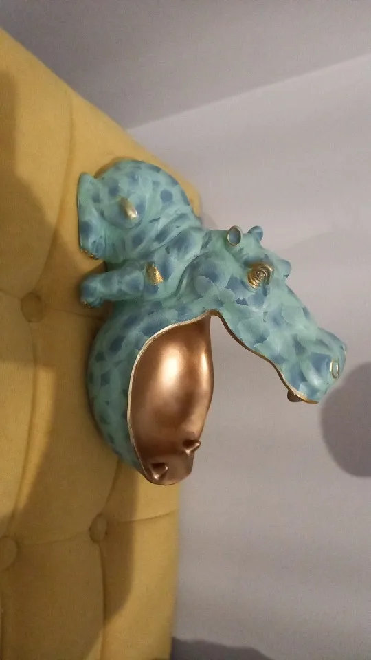 Attachment image review on Hyppopotamus resin statue