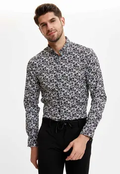

DeFacto Man's Long Sleeve Shirt Men's Spring Casual Vintage Shirts Men's Printed Top Shirts -M8388AZ20SP
