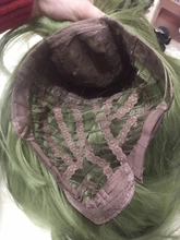 Peluca de cabello sintético para mujer, pelo negro y verde de 24 pulgadas con volante grande y flequillo, estilo africano y americano, fibra resistente al calor