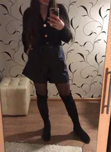 2020 Winter New Women Orange Color PU Bermuda Shorts Faux Leather Belted Shorts