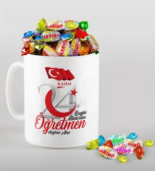

Personalized Day Today Teacher Mug and Haribo Candy Gift Seti-2
