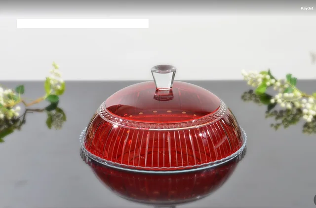 red footless cake dome