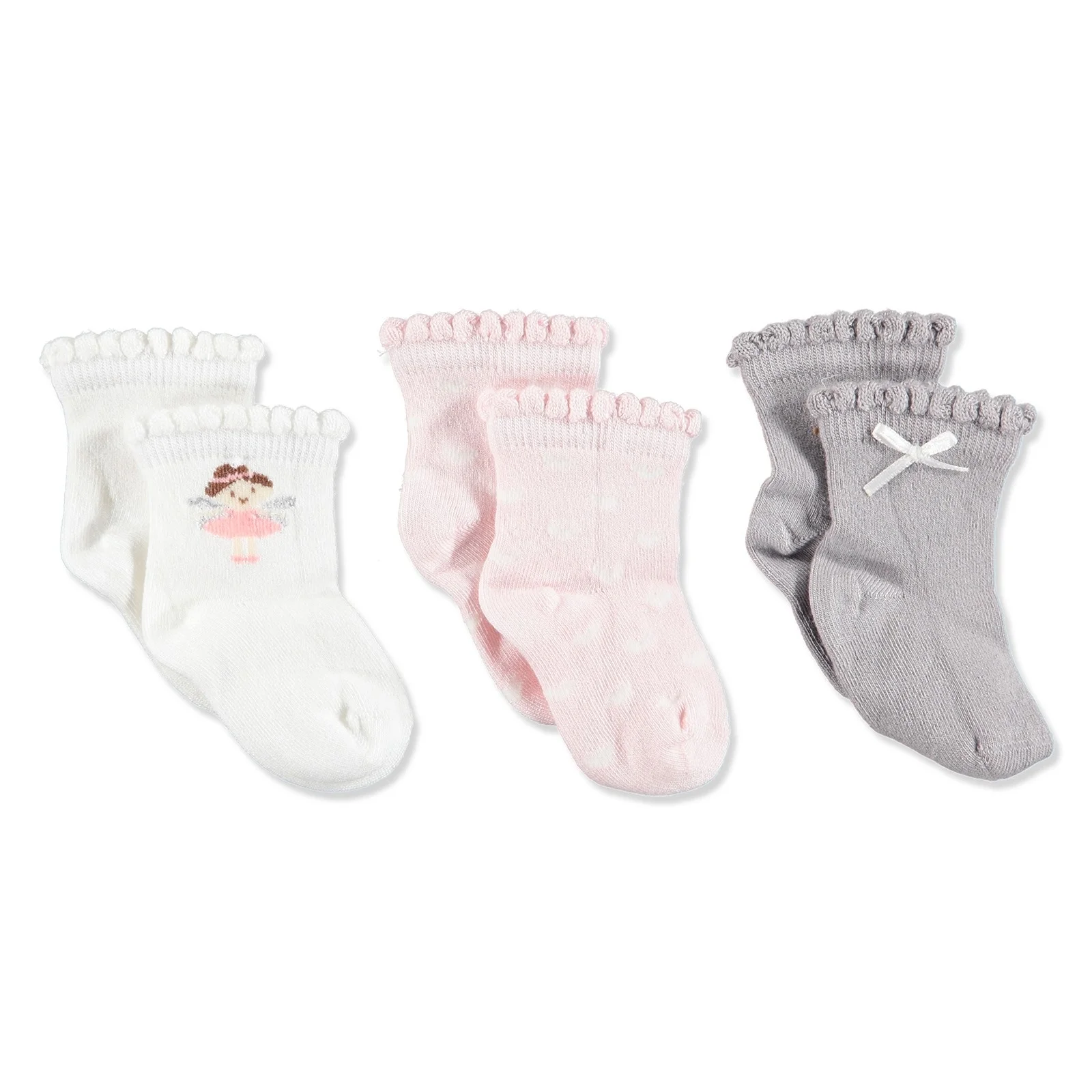 

ebebek Petit Minou 3 Pack Baby Socks Bow Silvery Fairy