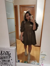 Mini Dress Lantern Short-Sleeve OOTN A-Line Pink Elegant Green Cotton Casual Women Ladies