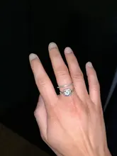 2Pcs/Set Large Cubic Zirconia Wedding Rings For Women Silver Color Crystal Lady Elegant