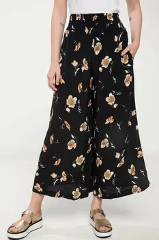 

DeFacto Woman Autumn Floral Prints Wide Leg Pants Women Casual Elastic Black Chiffon Pants Female Bottoms Trousers-J6097AZ18HS