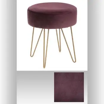 

Armchair pouf. Manufactured Topsy in metal color gold and seat in polyester velvet effect in lilac color plum. Dimen 35cm X 35cm