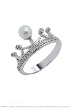 

Silver Kraleçe Crown With Pearl Lady Ring