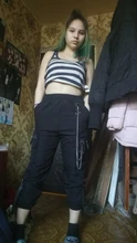 HOUZHOU-Pantalones góticos Cargo para mujer, capris Harajuku Punk con cadena, ropa urbana gótica estilo Hip Hop para mujer, ropa de calle gótica estilo Grunge