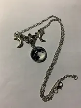 Cristal de vidrio Luna collar COLGANTE media luna bruja joyería de Luna simple collar joyería pagano mago regalo