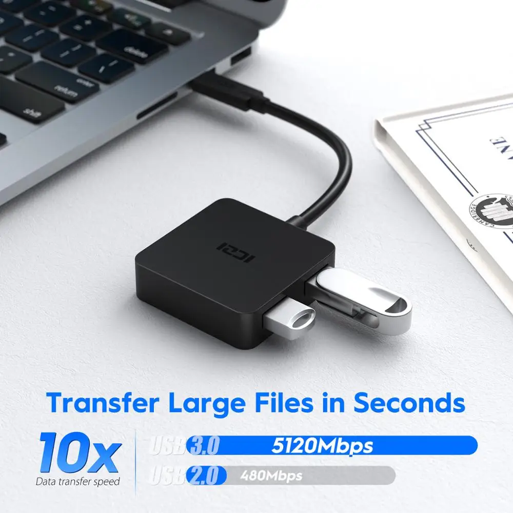 ICZI USB C концентратор 4 порта USB 3,0 концентратор Thunderbolt 3 адаптер данных type C к USB концентраторы для MacBook Chromebook samsung Galaxy S10