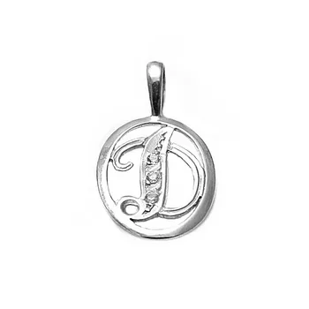 

Pendant 925 Sterling silver m letter D zircons fence oval [AB3964]