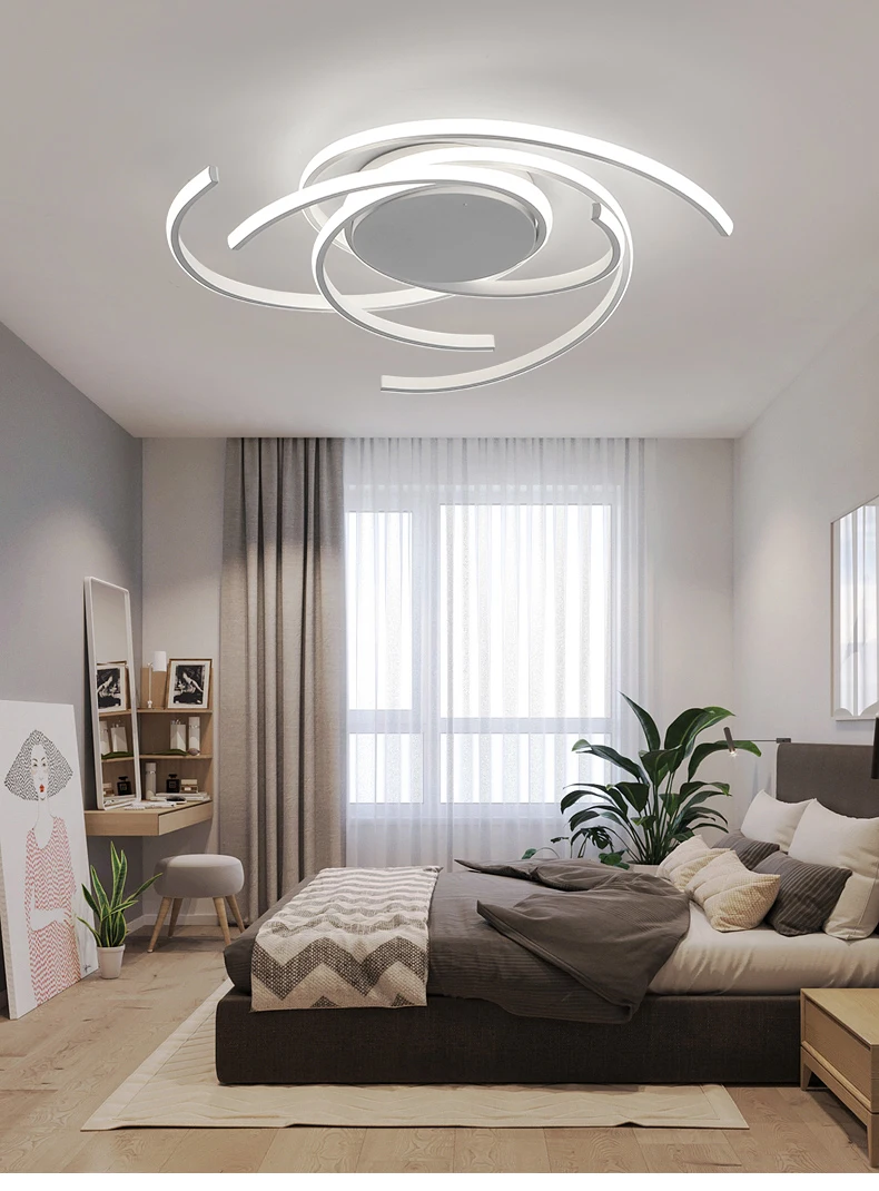 dining room light fixtures Bedroom Ceiling Lamp Home Decor Modern White LED Chandelier For Living Room Apartment Children's Black Creative Ring Smart Light modern crystal chandelier