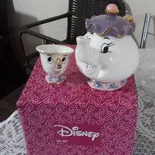 Cup-Set Mug Porcelain Tea-Pot Potts-Chip The Beast Cogsworth Beauty Gold-Plated Cartoon