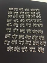 50 piezas encantos Bowknot Bow 11x10mm antiguo bronce plata Color colgantes DIY collar hacer hallazgos joyería tibetana hecha a mano
