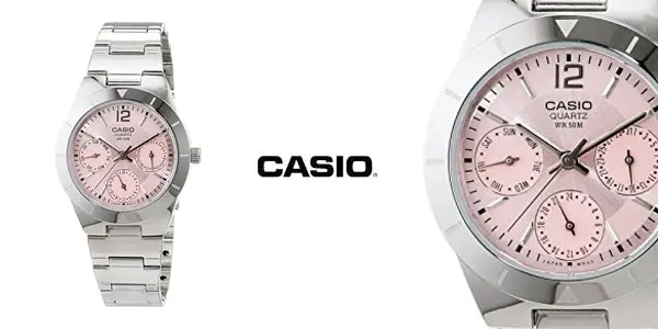 Pulseira de Aço Casio Clássico Relógio Feminino Dial Rosa 50m Água Resistir Ltp-2069d-4a 6 Computers & Electronics