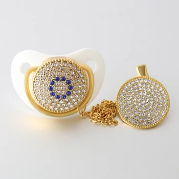 

Classic Bling Pacifier with Clip Beaded White Luxury Pacifier Clip Set Elegant Rhinestone Pacifier Clip Set