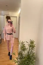 Conjuntos sólidos informales para mujer, traje de dos piezas con cinturón, chándales deportivos holgados para el hogar, traje de bicicleta de ocio a la moda para verano