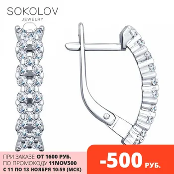 

SOKOLOV Silver drop earrings with stones with cubic zirconia fashion jewelry silver 925 women's male, long earrings