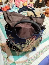 Bolso de hombro de estilo étnico bohemio para mujer, bandolera Retro de gran capacidad, Bordado hecho a mano, Pavo Real