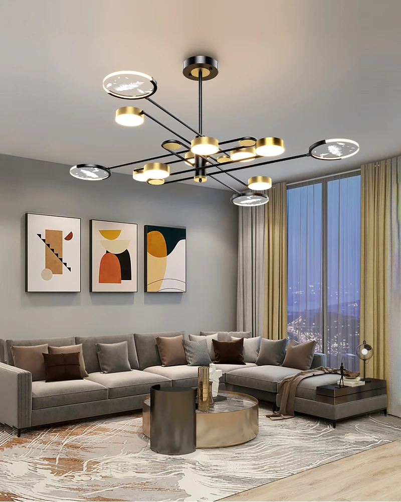 chandeliers Modern LED Chandelier For Living Room Bedroom Dining Room Kitchen Ceiling Pendant Lamp Black Gold Design Remote Control Light home depot chandeliers