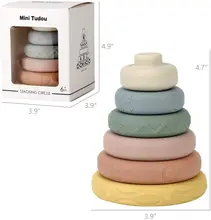 

Silicone Stacking Baby Toy Silicone Teething Ring Kids Game Learning Color Shape Number Toddlers Montessori Early Education