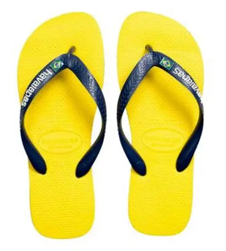 unisex Havaianas Brasil, las originales y chanclas brasileñas más famosas. Color amarillo con correa azul| | - AliExpress