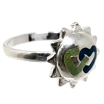 

Silver Ring 925 Sterling m size 10 Sun enameled heart girl [AB5158]